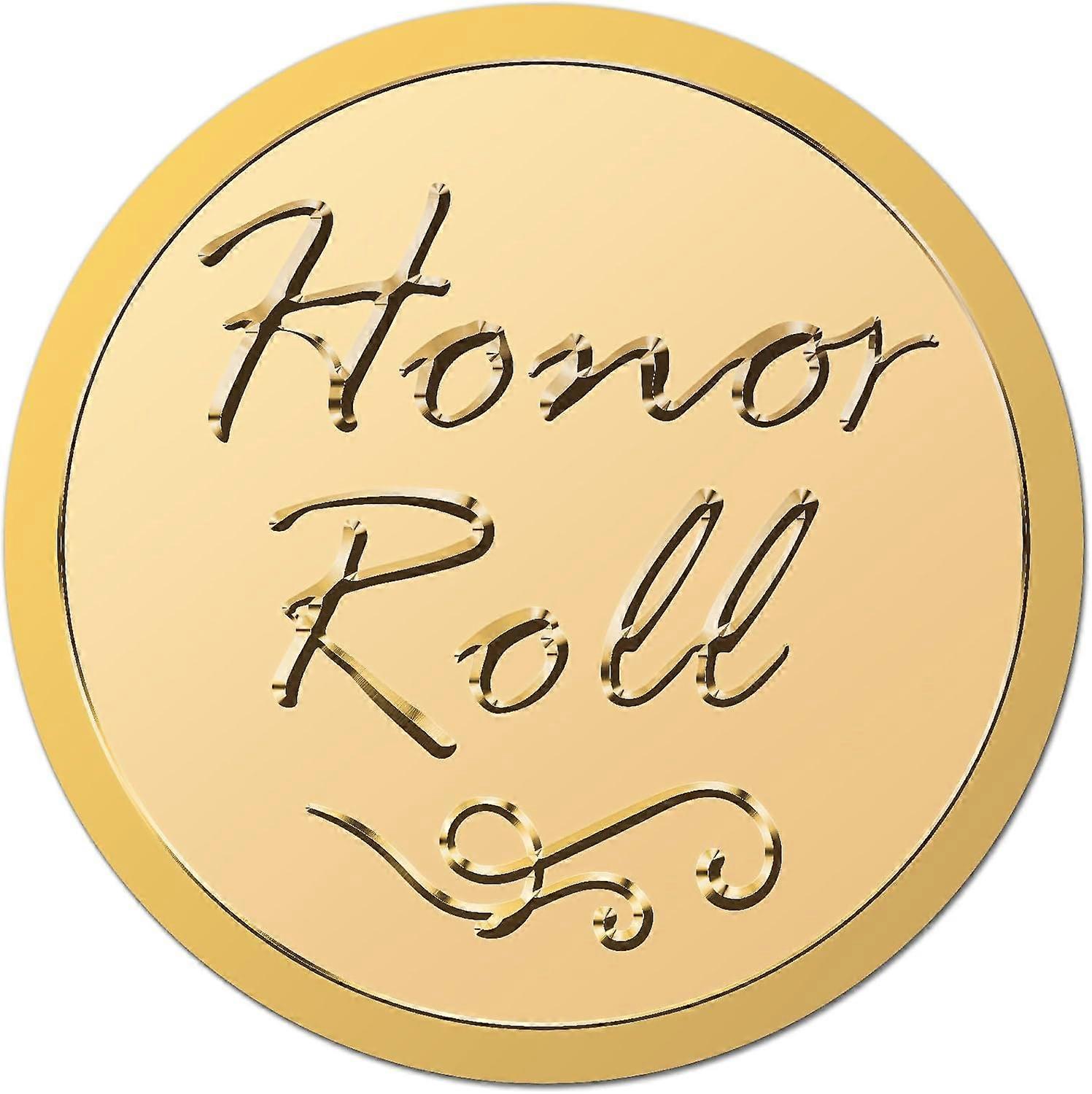 Honor Roll Gold Foil Embossed Stickers 1.5 Inch Round Self Adhesive Foils Seal Sticker Certificate Seals Golden Embossing for Envelope Awards Certific