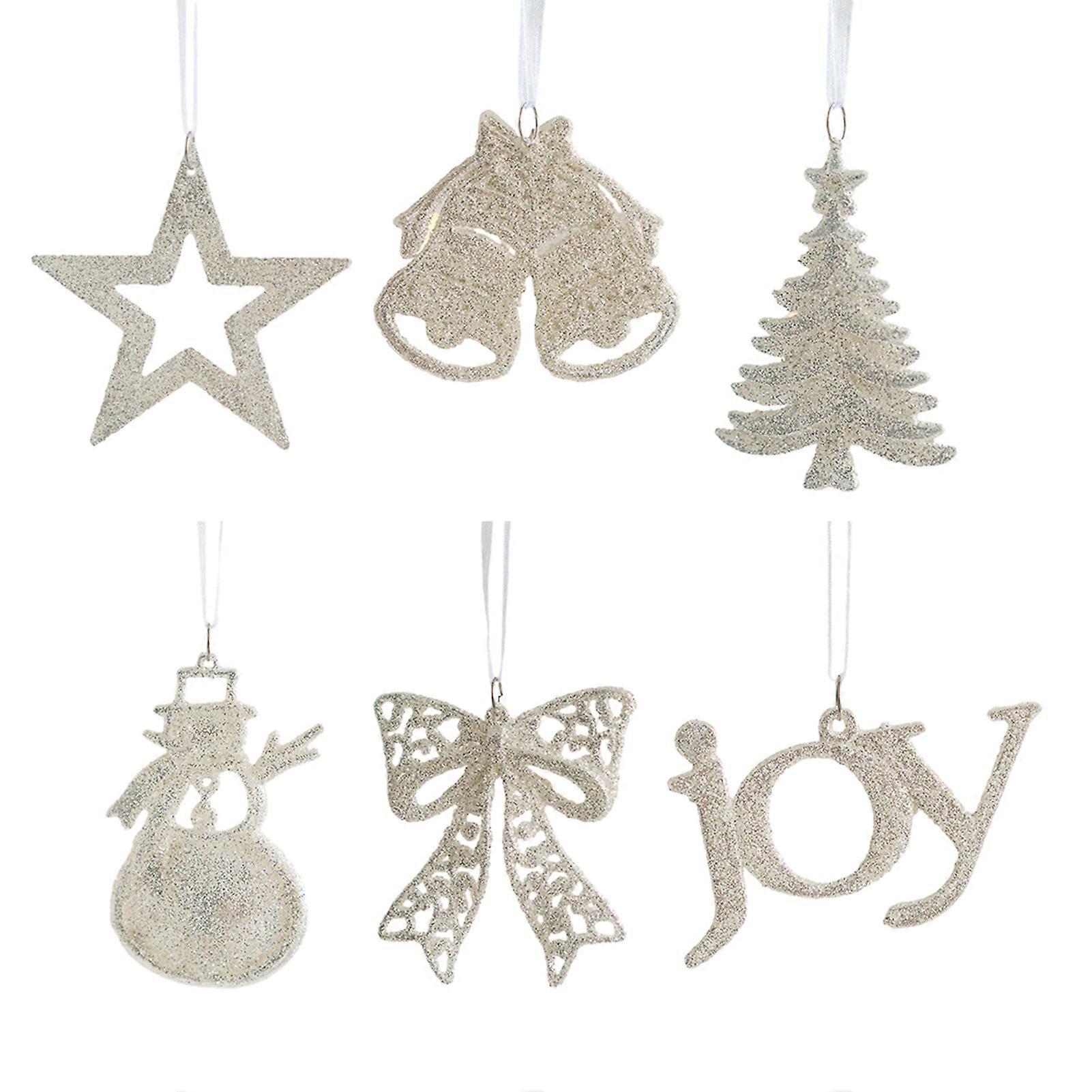 6PCS Christmas Tree Glitter Pendant Set Personalized Holiday Party Decor for Bedroom Home