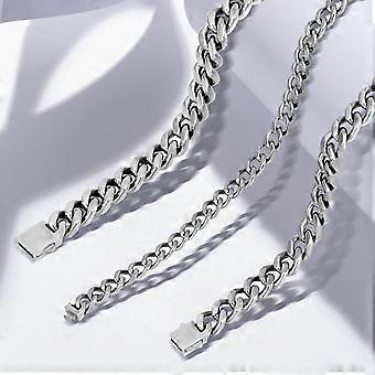 Ku00f6p Herrhalsband I Rostfritt Stu00e5l Kubansk Lu00e4nkkedja Svart