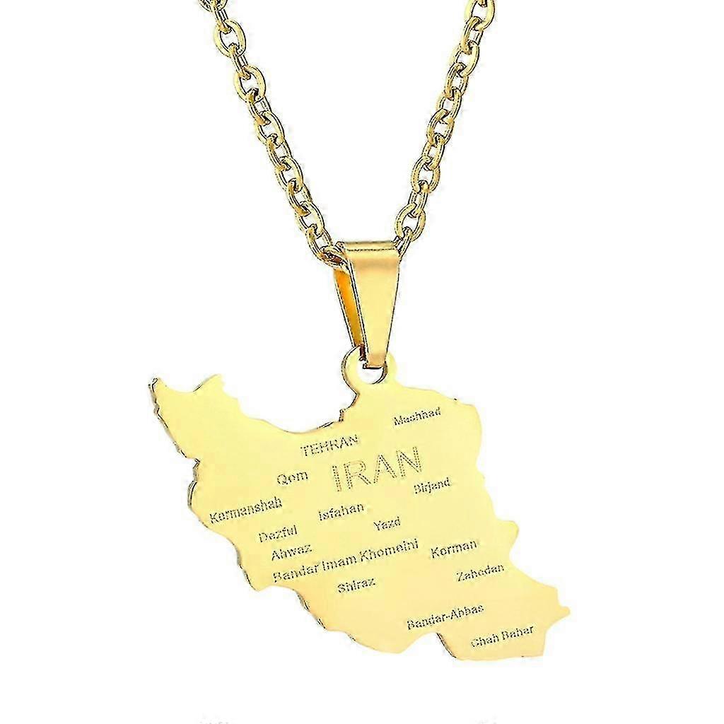 Ανοξείδωτο ατσάλι Ιράν Χάρτης μενταγιόν κολιέ για ζευγάρι έθνικ αξεσουάρ κοσμήματα