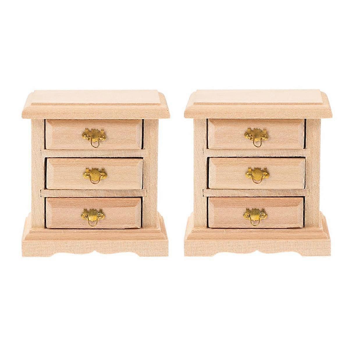 2pcs Nightstands Night Stand Furniture Bed Table Decor Miniature Cabinet Night Table Cabinet Props