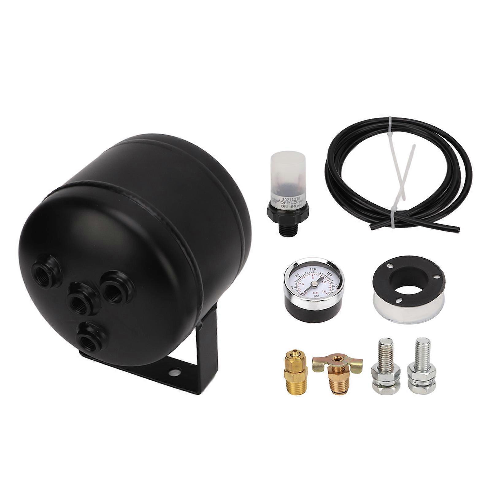 ערכת מיכל אוויר 3 יציאות 150 PSI 0.5GAL פלדה מרותכת אוניברסלית למשאית, רכב, רכבת, יאכטה מערכת צופר