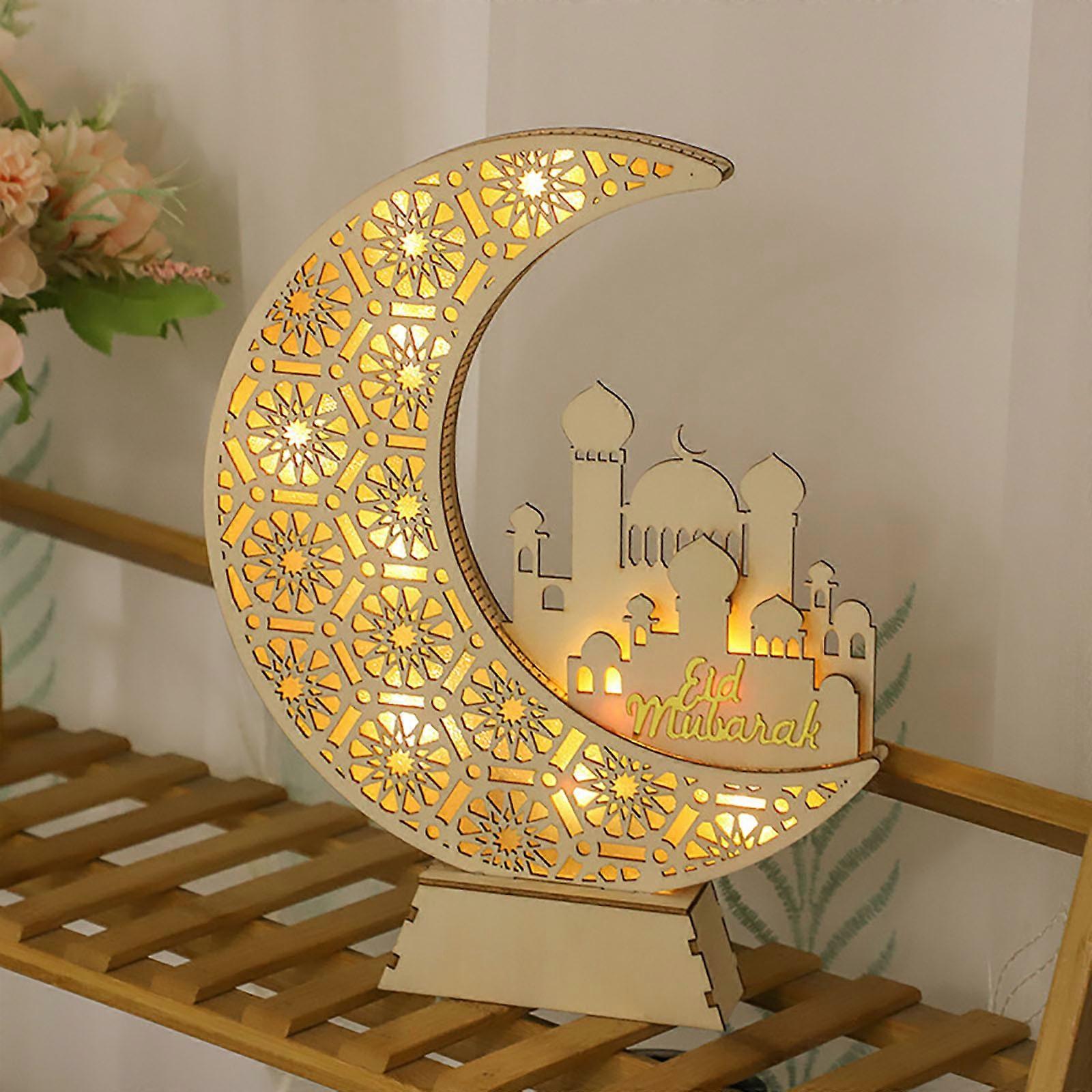 Luci LED Ramadan In Legno 3D - Decorazioni Eid Mubarak Per Casa E Camera Da Letto Musulmana