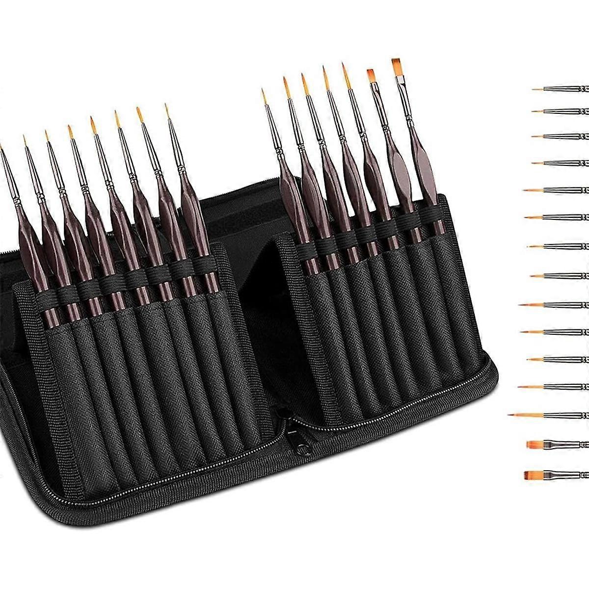 مجموعة فرش الطلاء التفصيلية ، 15 قطعة فرشاة طلاء صغيرة احترافية مصغرة فرش الطلاء ، فنان Detai