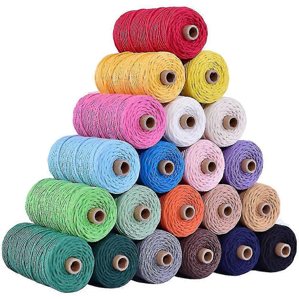 3mm Cotton Cord Colorful Cord Rope Beige Twisted Craft Macrame String Diy Home T Light Green