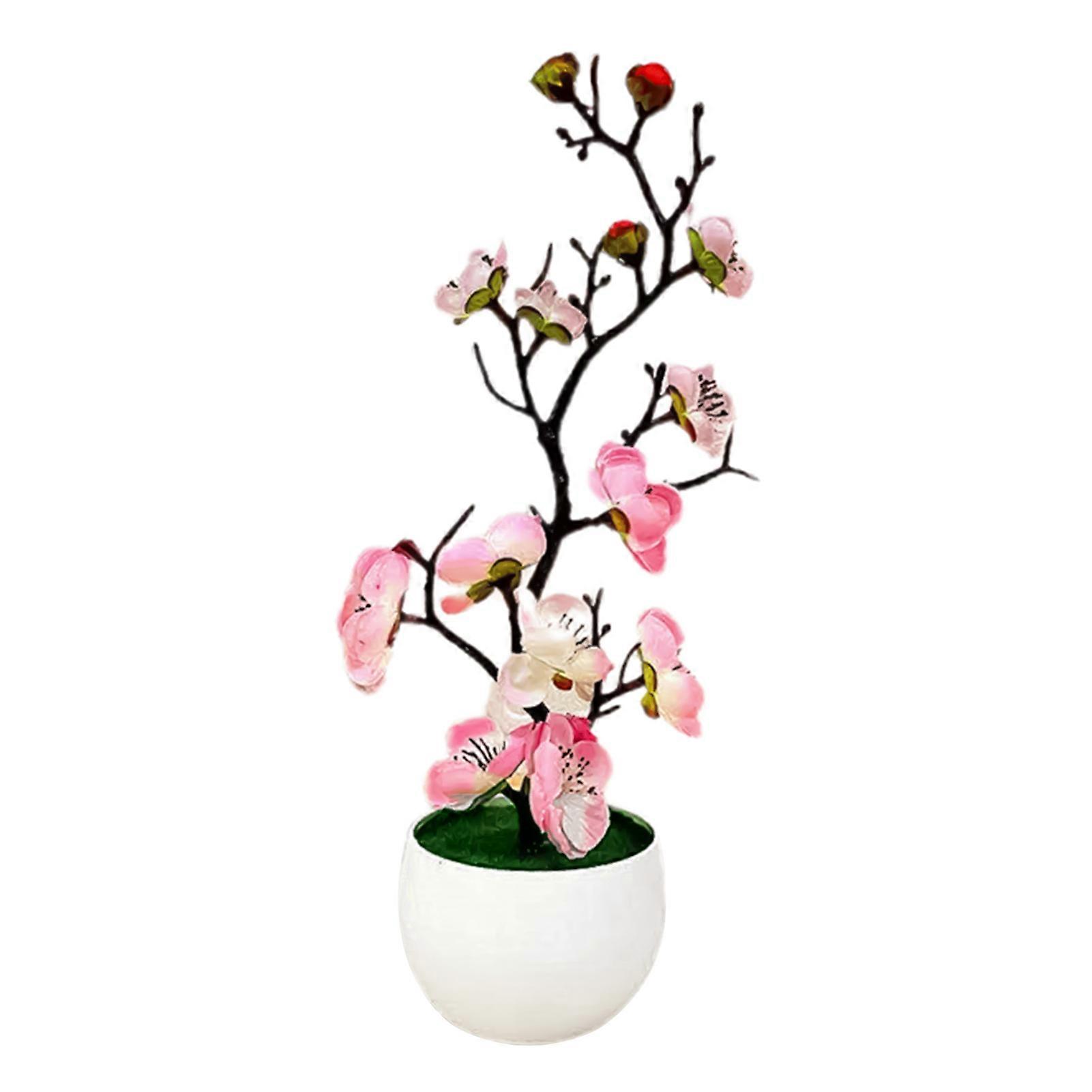 Simulation Bonsai Realistic Anti Fade Faux Silk Flower Nice-looking Fake Plum Blossom Flower Plant for Home
