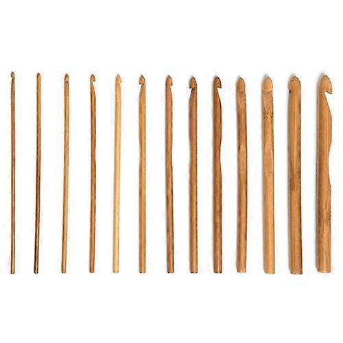 12 Sizes Bamboo Handle Crochet Hook Knit Weave Yarn Craft Knitting Needle Set 6''