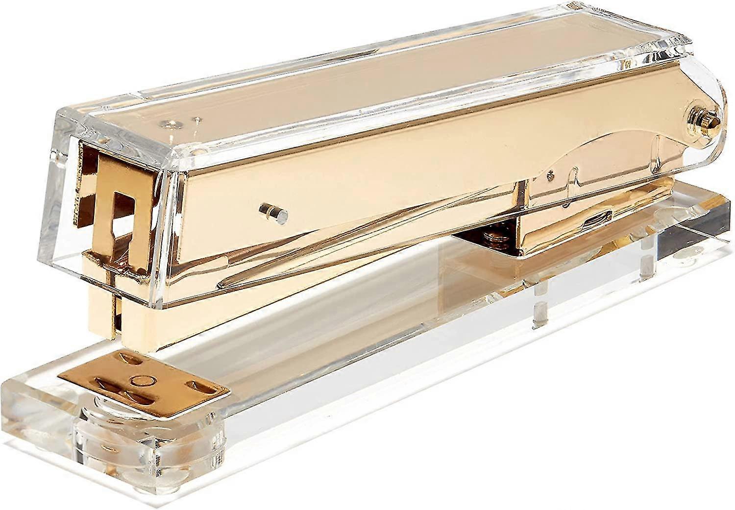 Acrylic Clear Stapler - Gold Stapler Makes A Cool Office Desk Accessory For Office, Home, Or School - Uses Standard Staples$desk Set Stapler Bundle 1)