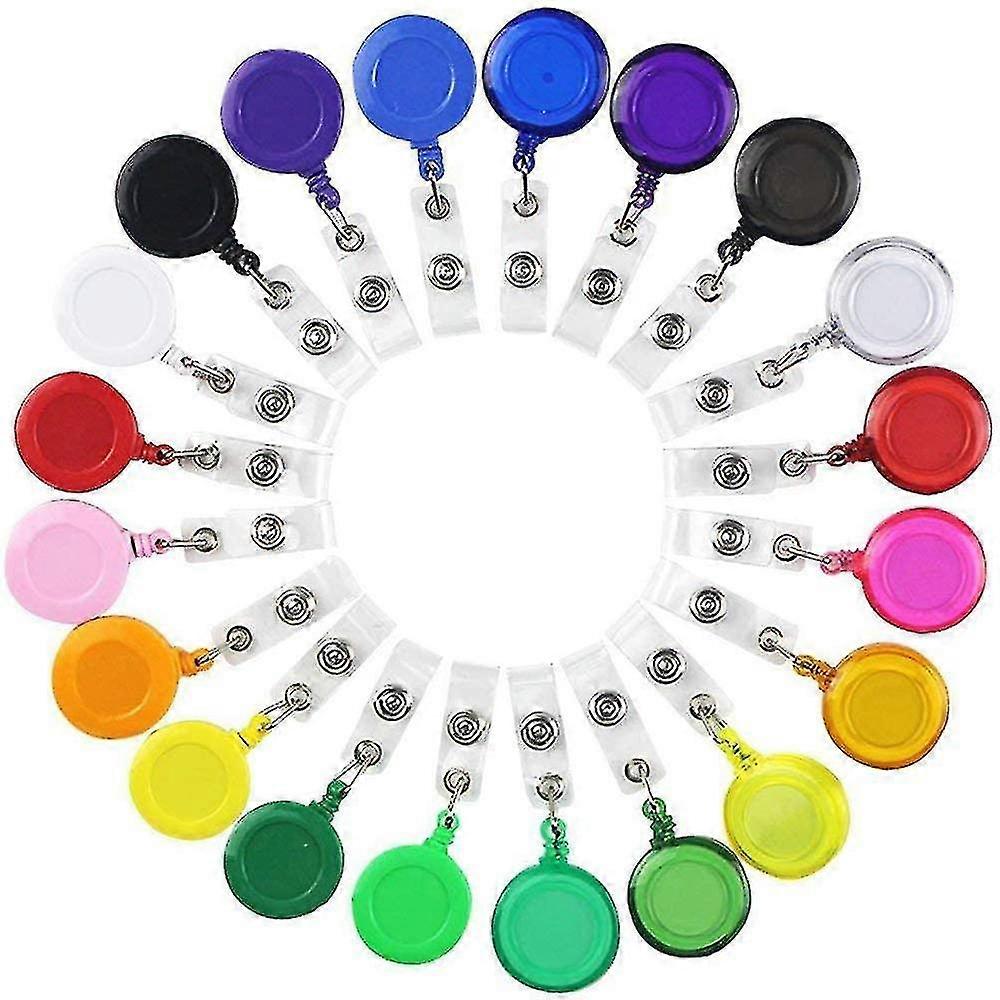 24pcs Retractable Badge Holder Reels With Clip For Name Card Key Card