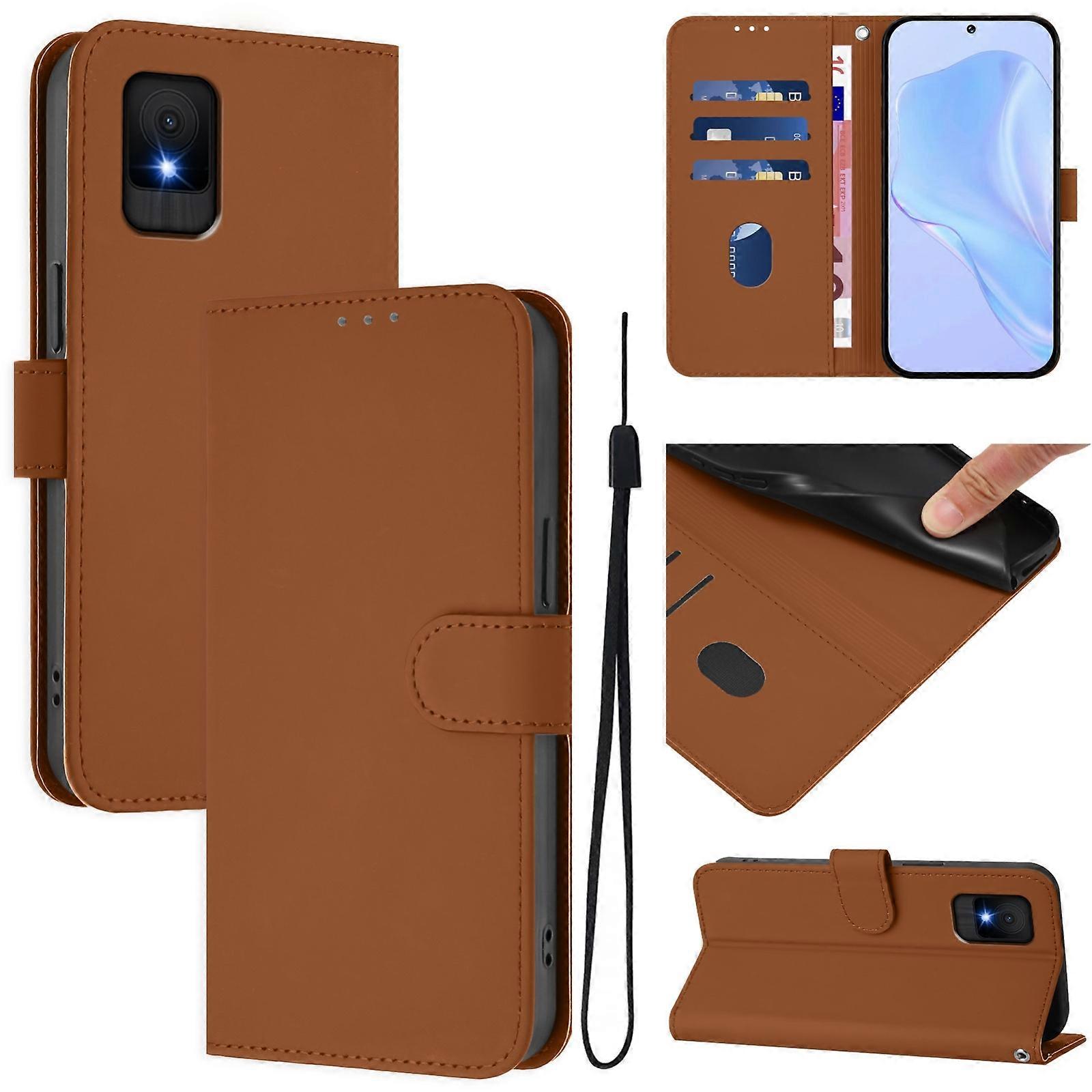Solid Color PU Case For TCL 502