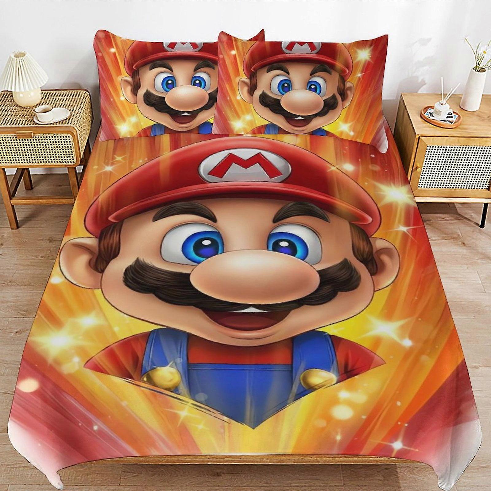 Bedding set MV120 Super Mario Bed Duvet Cover Microfiber Bedding Sets 3D Printed Lightweight 3 Piece Comforter Sets, Brings you warmth YF120