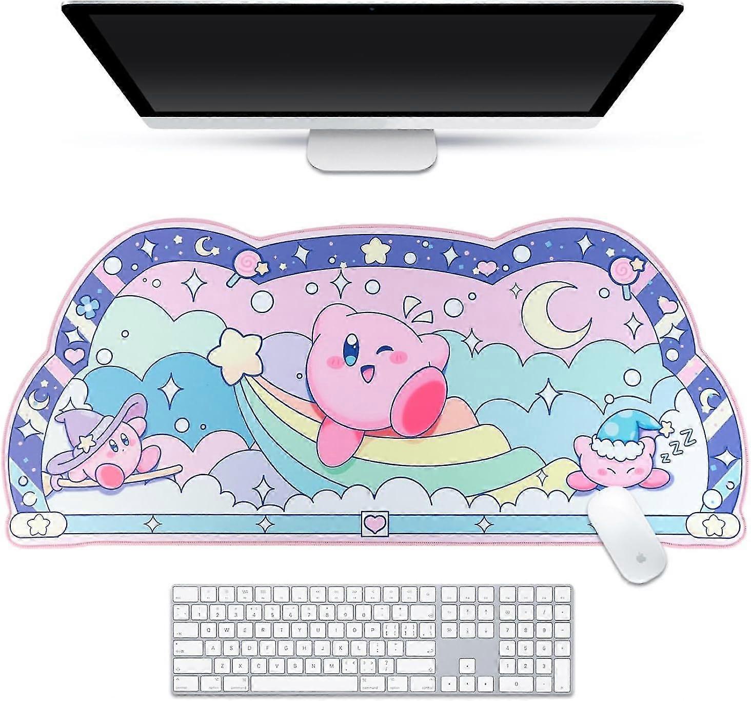 Μαξιλάρι γραφείου Kirby | Kawaii Χαριτωμένο Anime Πληκτρολόγιο Gaming PC Laptop Mat | Μεγάλο Super Smash Star Σύμμαχοι Forgotten Land Μεγάλο Mat Mousepad