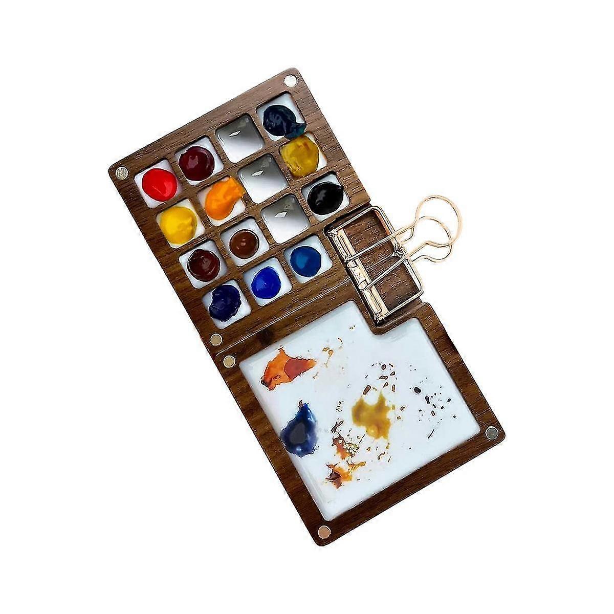 Portable Watercolor Palette, 15 Color Sketchbook Palette, Wooden Palette Box, Travel Paint Palette (Without Colors)