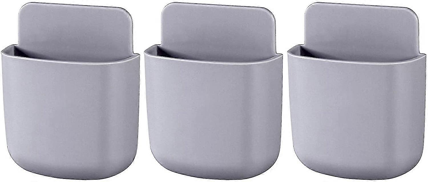 تخزين حامل الهاتف المحمول حامل مثبت على الحائط للمكاتب المنزلية واللوازم المدرسية حاوية تخزين 3 قطع