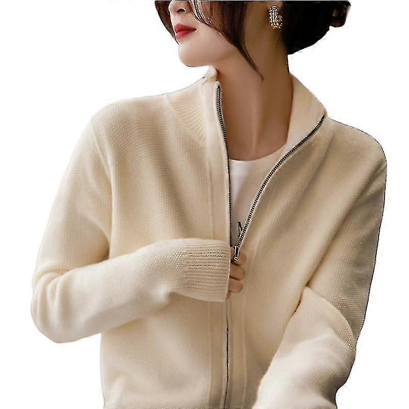 Mesdames Col Montant Fermeture Éclair Tricot Cardigan Pull Jacket_s