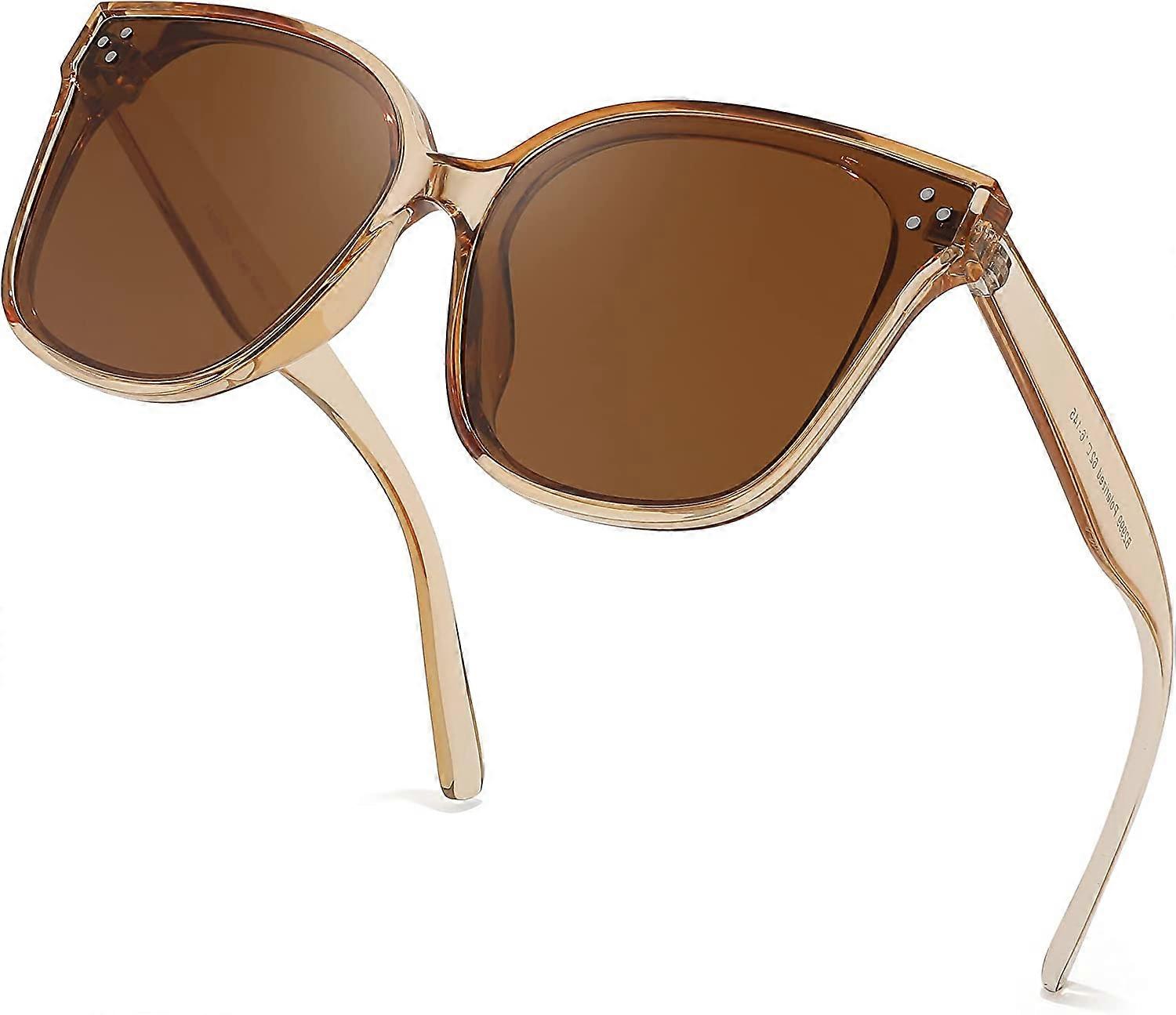 Retro Square Polarized Sunglasses Women Men Oversized 