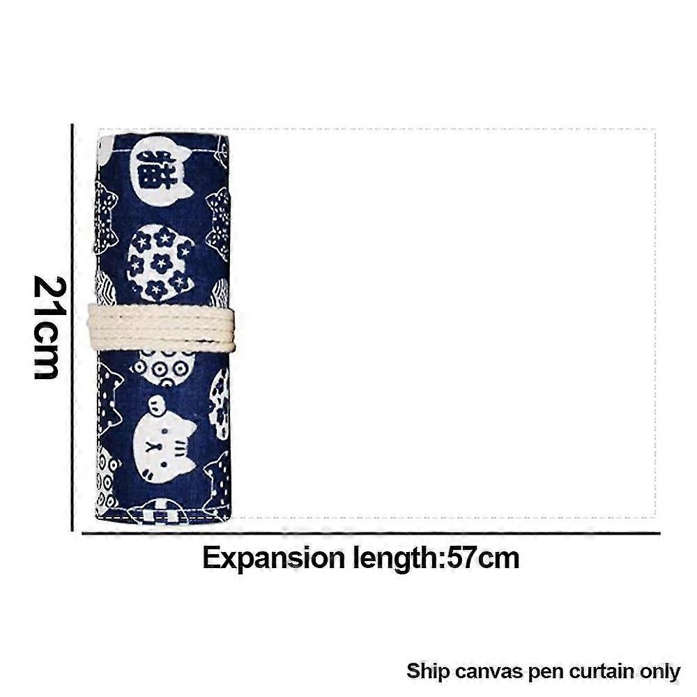 Canvas Stationery Handmade Roll Up For Artist Pencil Wrap Coloring Pencil Holder Cat Pattern
