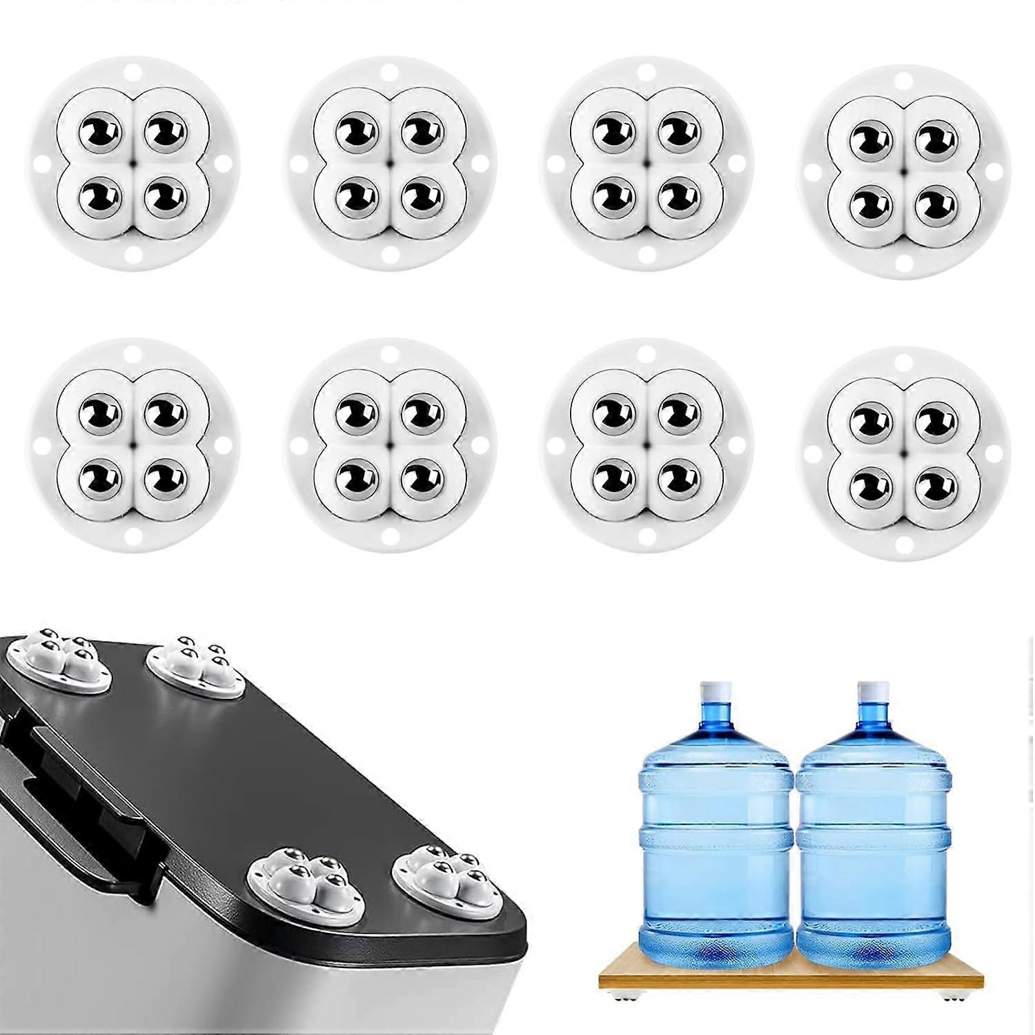 360 Degree Ball Casters, 8 Pcs Mini Self-Adhesive Casters, 360 Flat Casters For all kinds of surfaces such as storage boxes, bedside tables etc.