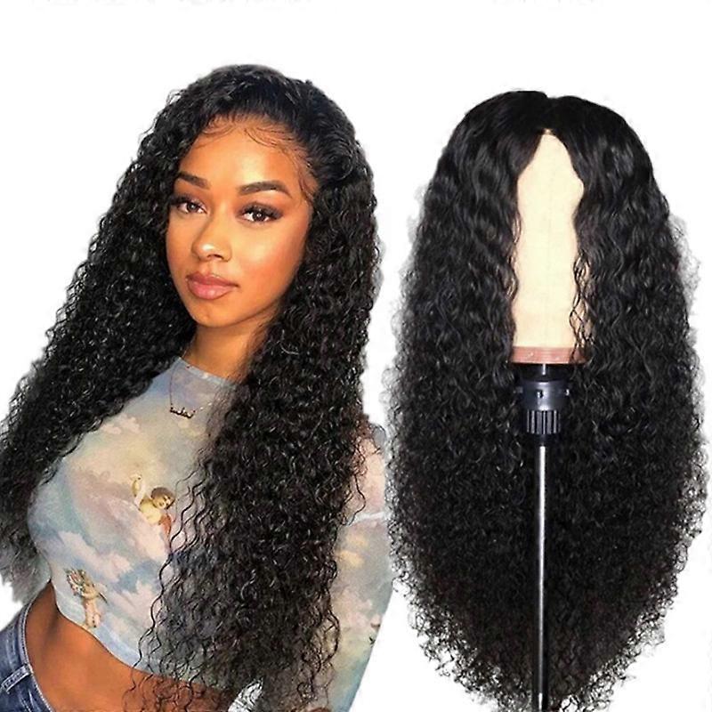 Long Curly Synthetic Hair Wig, Black Small Lace Front Wigs for Women