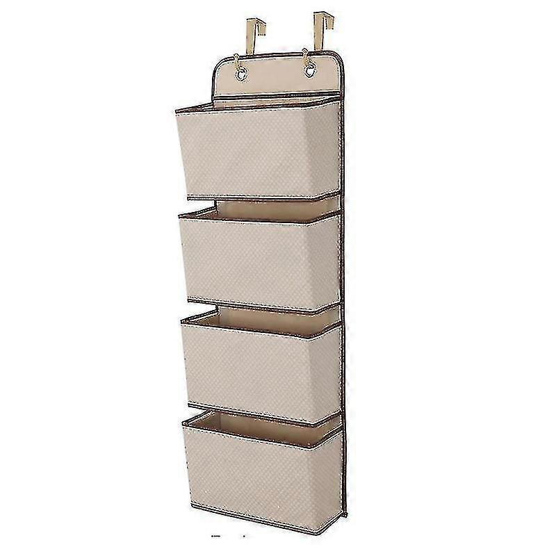 Storage Hanging Bag Multifunctional Wardrobe Non Woven Multi Layer 4 Pockets Foldable Shelf 2 Hooks