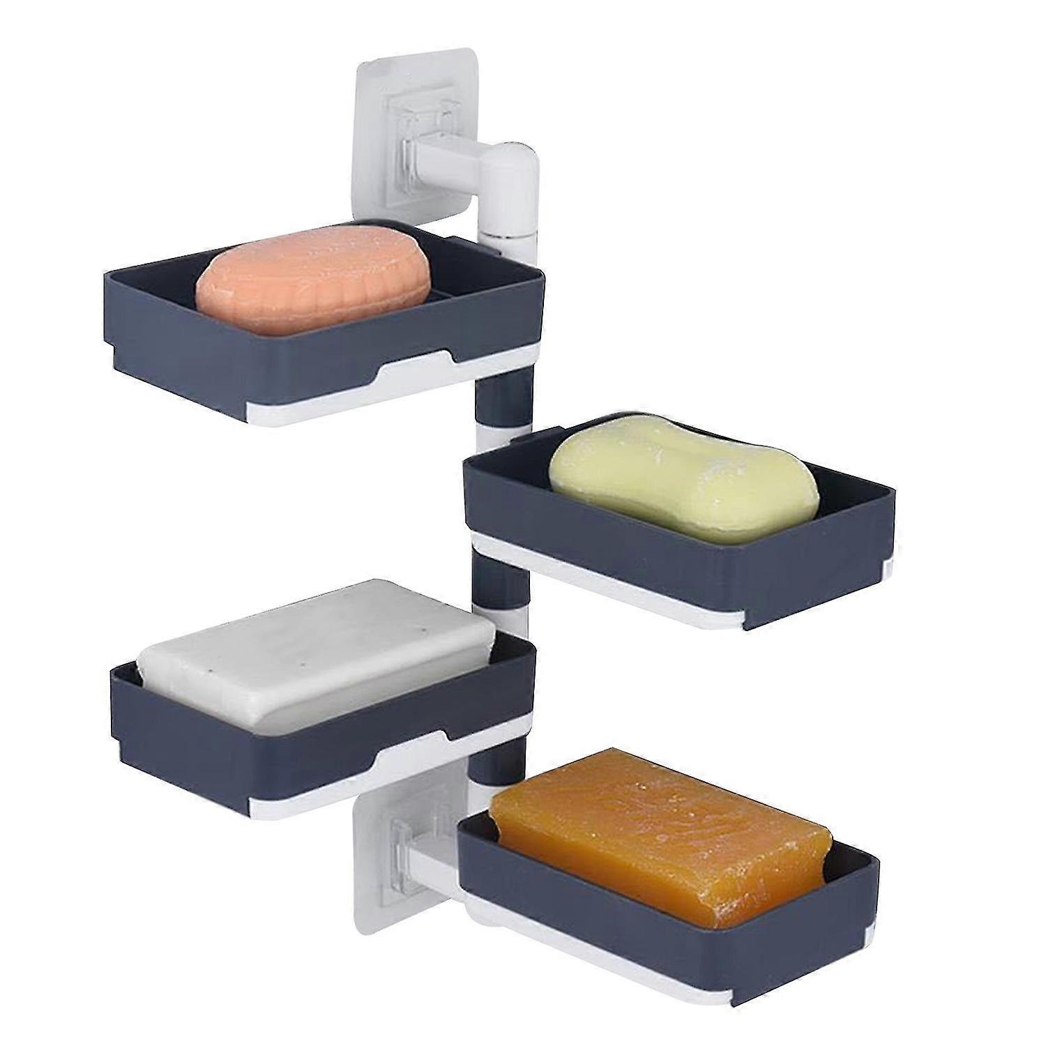 Rotatable Removable Punch Free Wall-mounted Draining Water Soap Storage Box Rack-ZZY