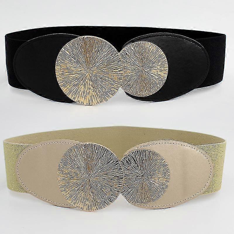 Women's Decorative Dress Elastic Elastic Elastic Wide Waist Seal Circular Buckle Waist Belt