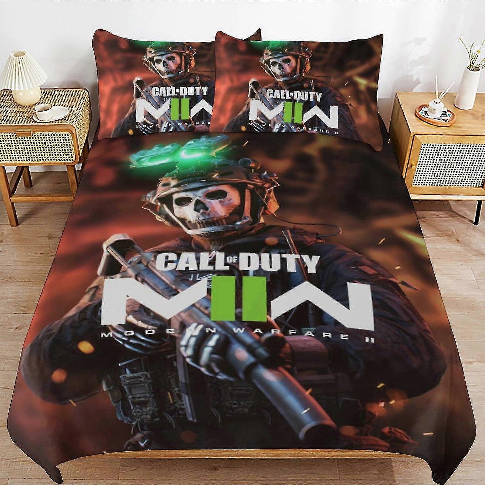 n533 Prostěradla Call Of Duty Sada povlečení Povlečení Pohodlné a lehké kreslené povlečení 3 kusy (1 povlak na přikrývku a 2 povlaky na polštář) Prostěradla