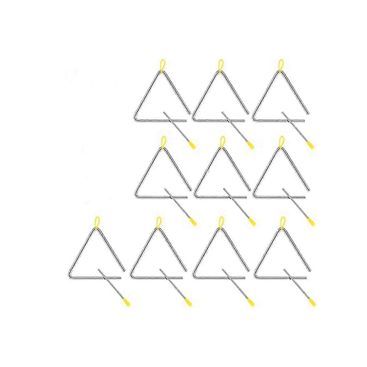 10 Piece Musical Steel Triangle Percussion Instrument, Triangle Hand Percussion Triangle For Childr
