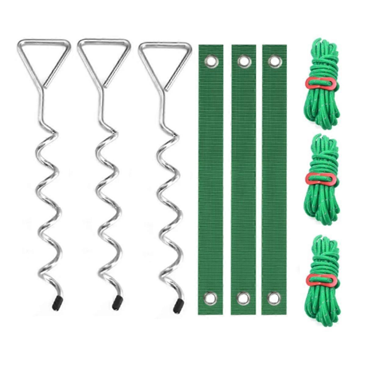 طقم وتد الشجرة ، أوتاد الأشجار الحلزونية شديدة التحمل والدعامات للأشجار المائلة والأشجار الصغيرة لاستقامة الفضة