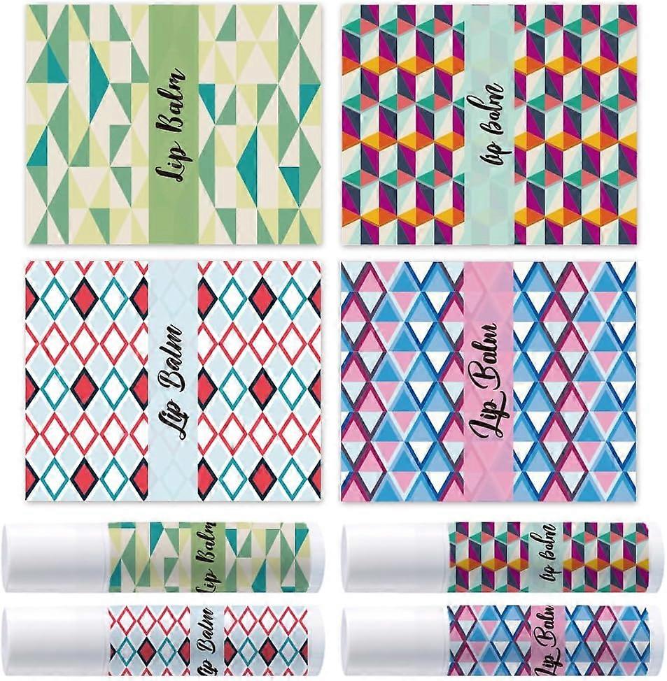 100Pcs Self-Adhesive Lip Balm Tag Stickers 1.7x2.1 inch Waterproof Adhesive Label with Texture Pattern Rectangle Lipstick Tag Sticker for Lip Balm Con
