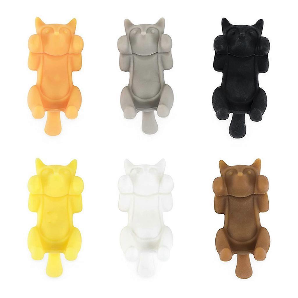 6Pcs/Set for Creative Silicone Lying for Cat Shaped Wine Glass Markers Cup Distinguisher Recognizer Drink Charms for Home Party Kitchen Bar Labeling T