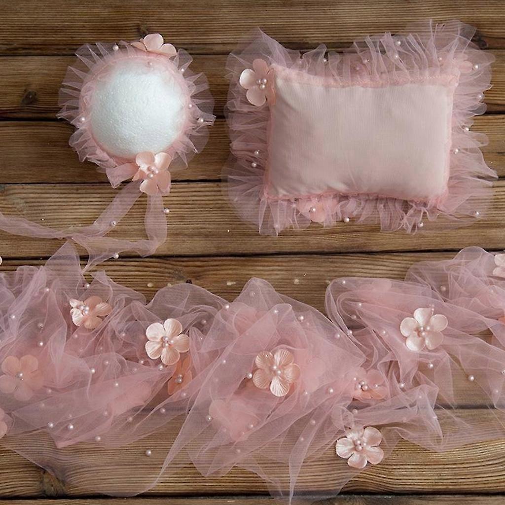 Newborn Photography Lace-hat Pillow Wrap Set Baby Girl Photo Costume Outfits