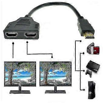 Hd Puerto Hdmi Macho a Hembra 1 Entrada 2 Salida Divisor Adaptador de Cable Convertidor de 30cm