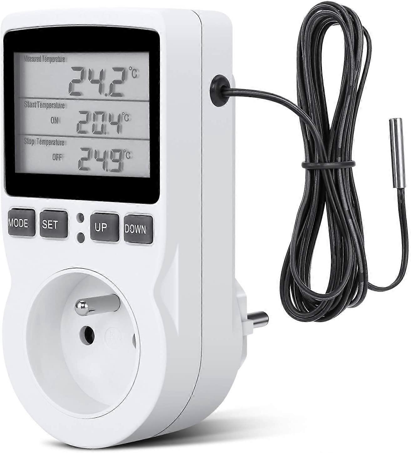 Digital Temperature Controller, Heating Cooling Thermostat Socket LCD Temperature Controller, 230v for Greenhouse Farm Temperature Controller(socket)