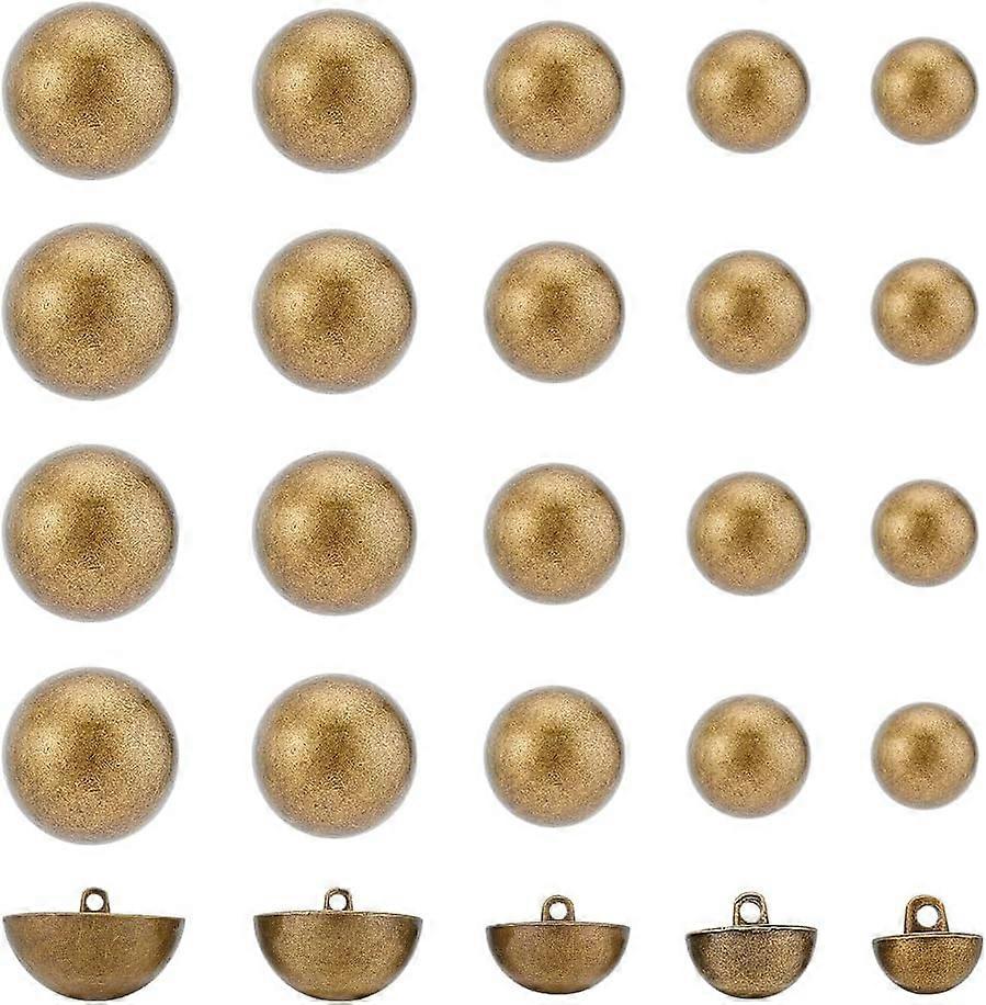 25Pcs 5 Sizes 1-Hole Alloy Shank Buttons Half Round Shank Buttons Antique Bronze Dome Shank Buttons Metal Sewing Buttons for Men Women Clothes Buttons