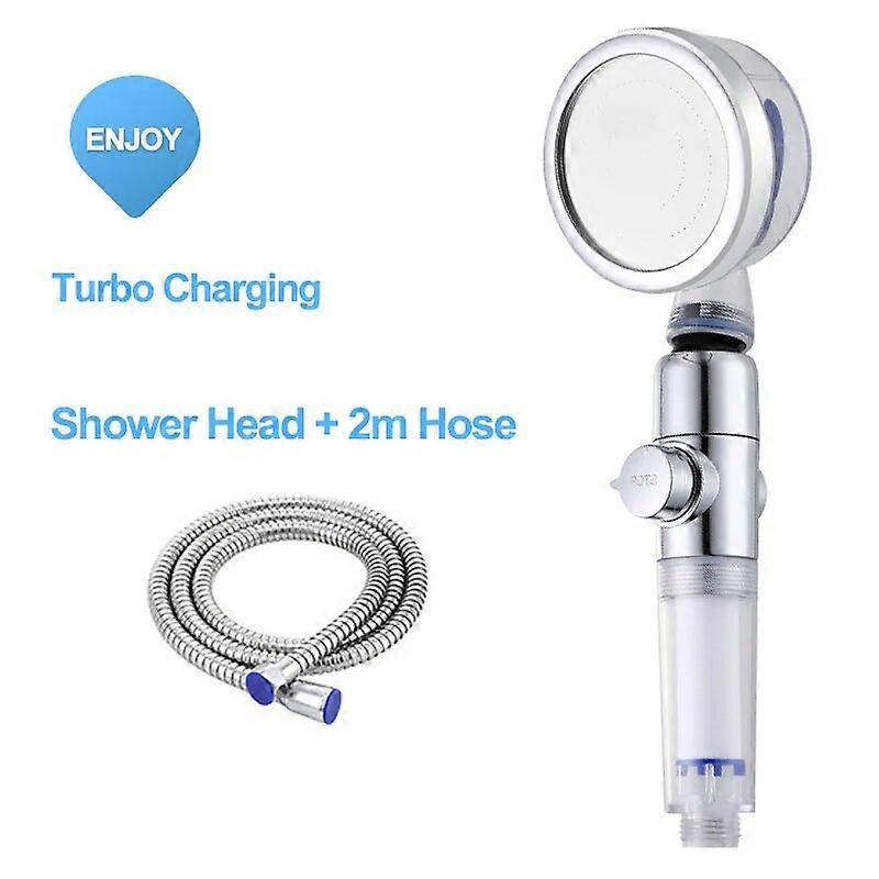 Zhangji Turbo SPA Shower Head with Cotton Filter Water Saving with Small Fan and Stop Button Washable Handheld Bath Sprayer