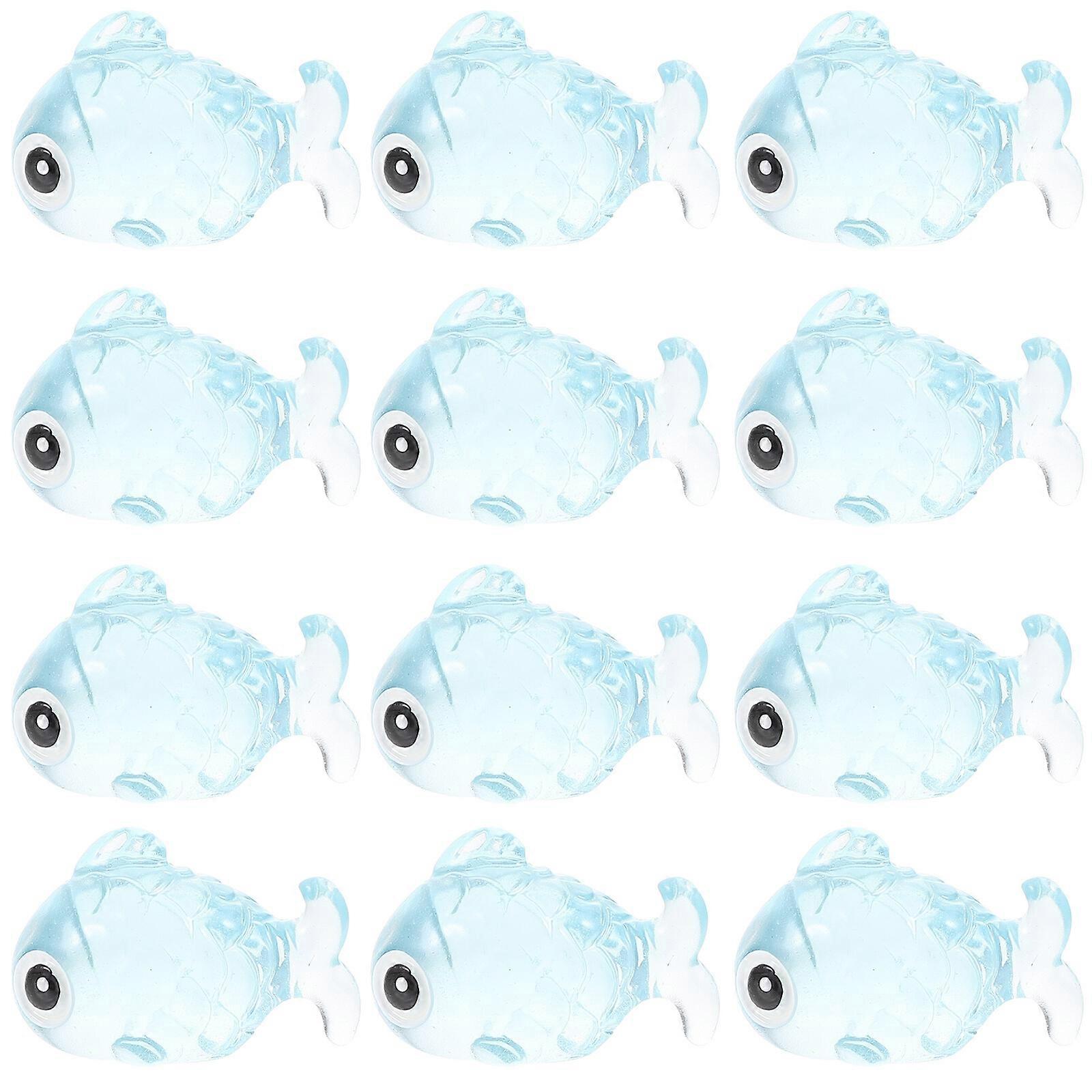 12Pcs Tiny Resin Fish Glow in Dark Miniature Fish Miniature Fish Toys Micro Landscape Fish