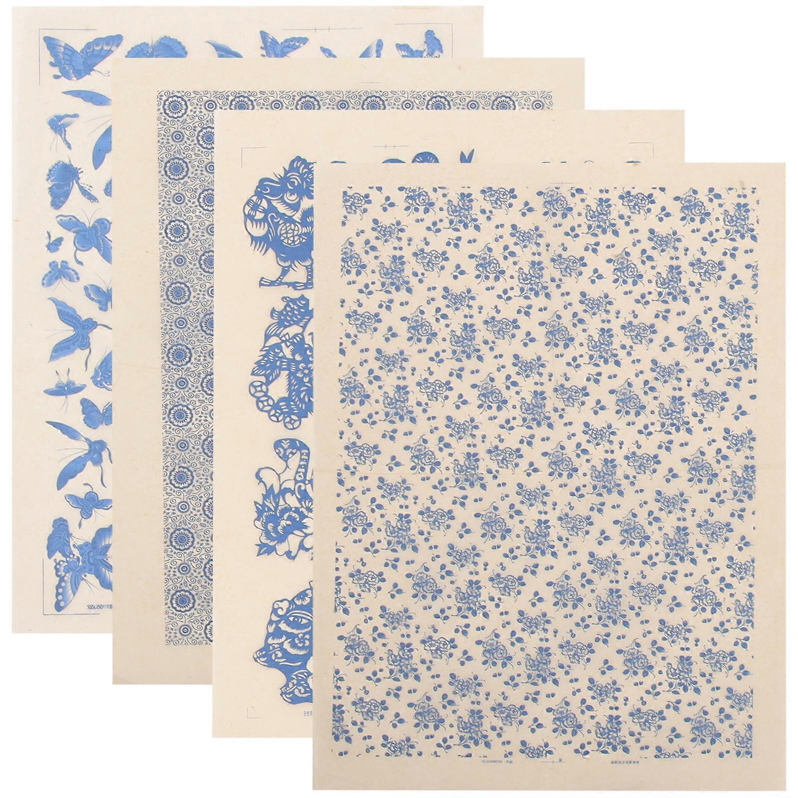 4 Sheets Clay Transfer Paper Decal High Temperature Underglaze Colored Paper