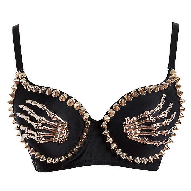 Metal Skeleton Studded B Cup Underwire Bralette Push Up Bra Top