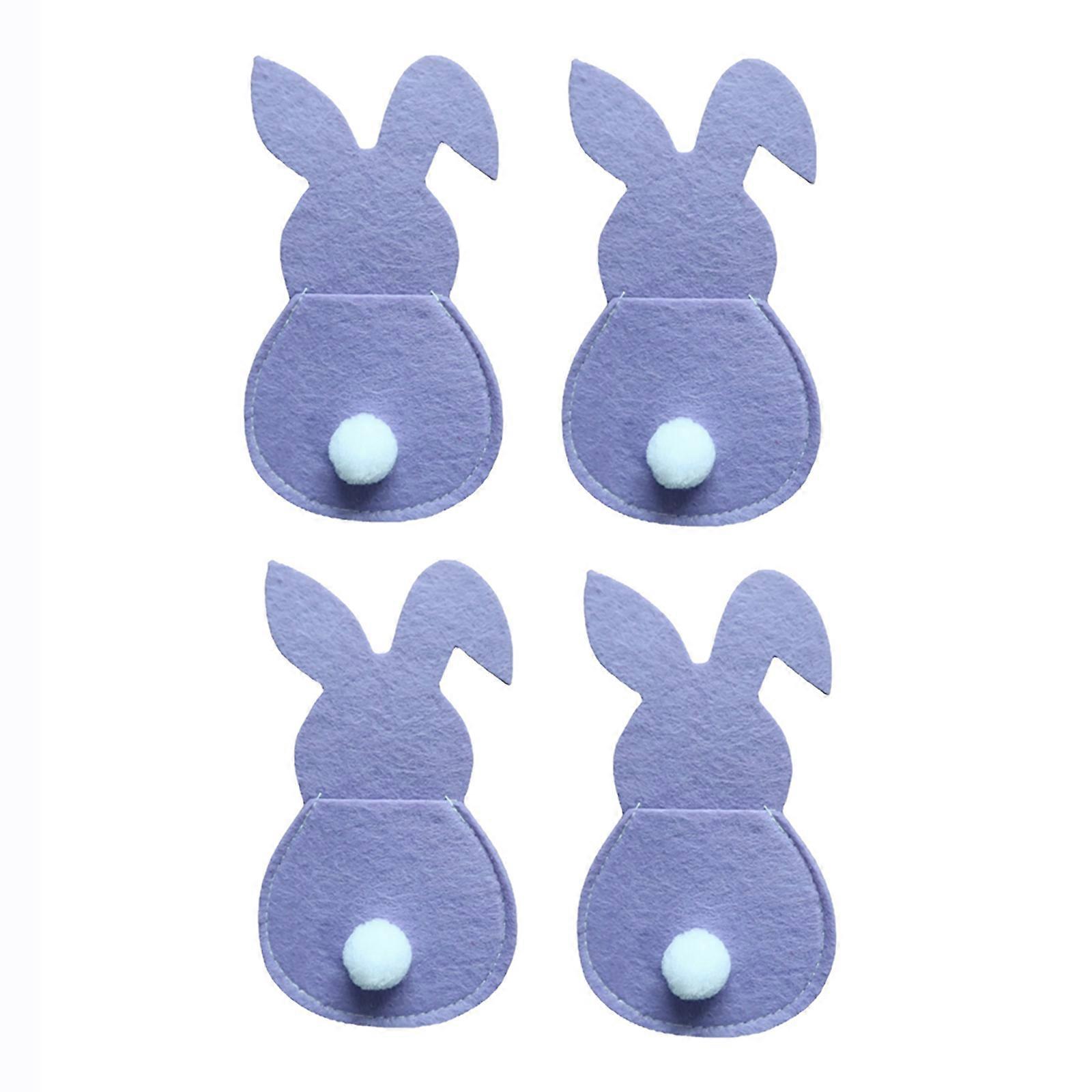 4pcs Easter Bunny Knives Fork Holders Cutlery Bag Non-woven Fabric Tableware