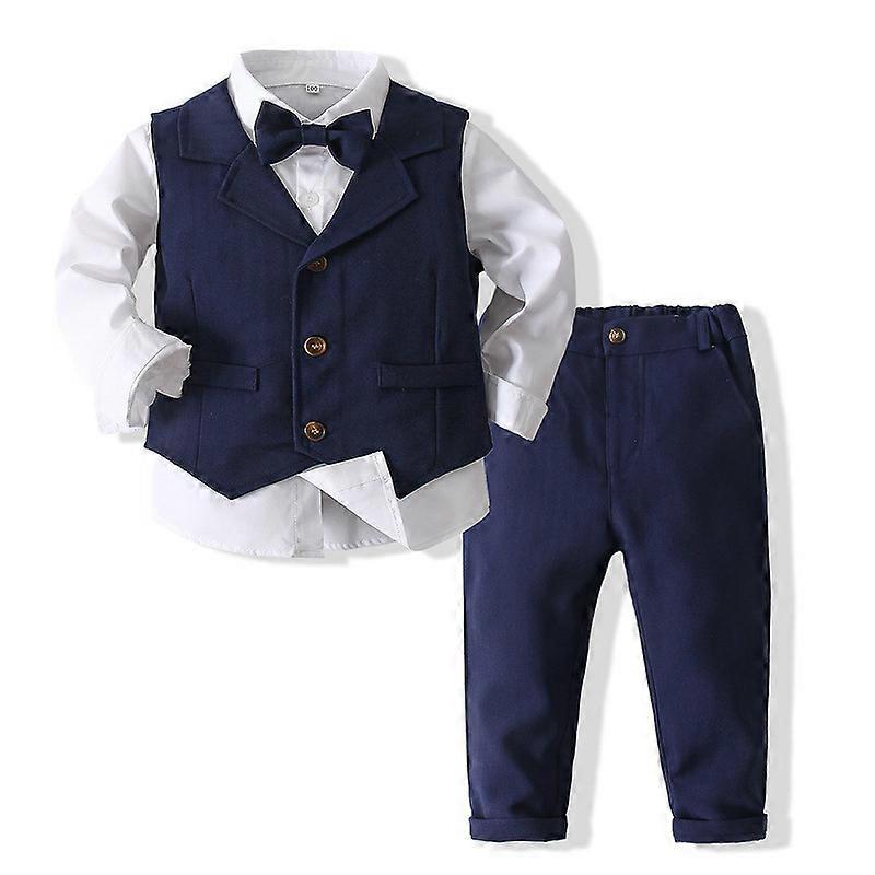 Baby Boys' 4-Piece Formal Set Vest Shirts Pants Tie Outfits