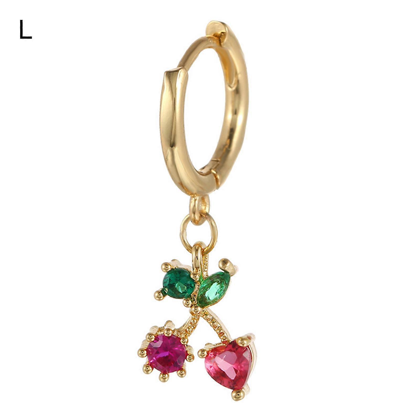 1Pc Dangle Earring Grape Colorful Rhinestones Jewelry Fruit Hoop Earring for Daily Wear