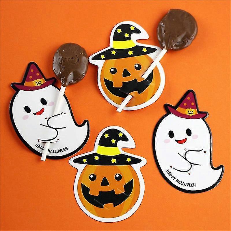 50db Nyalóka papír kártyák Helloween csomagolás dekorációs kártyák Diy Ghost Pattern üzenőkártyák