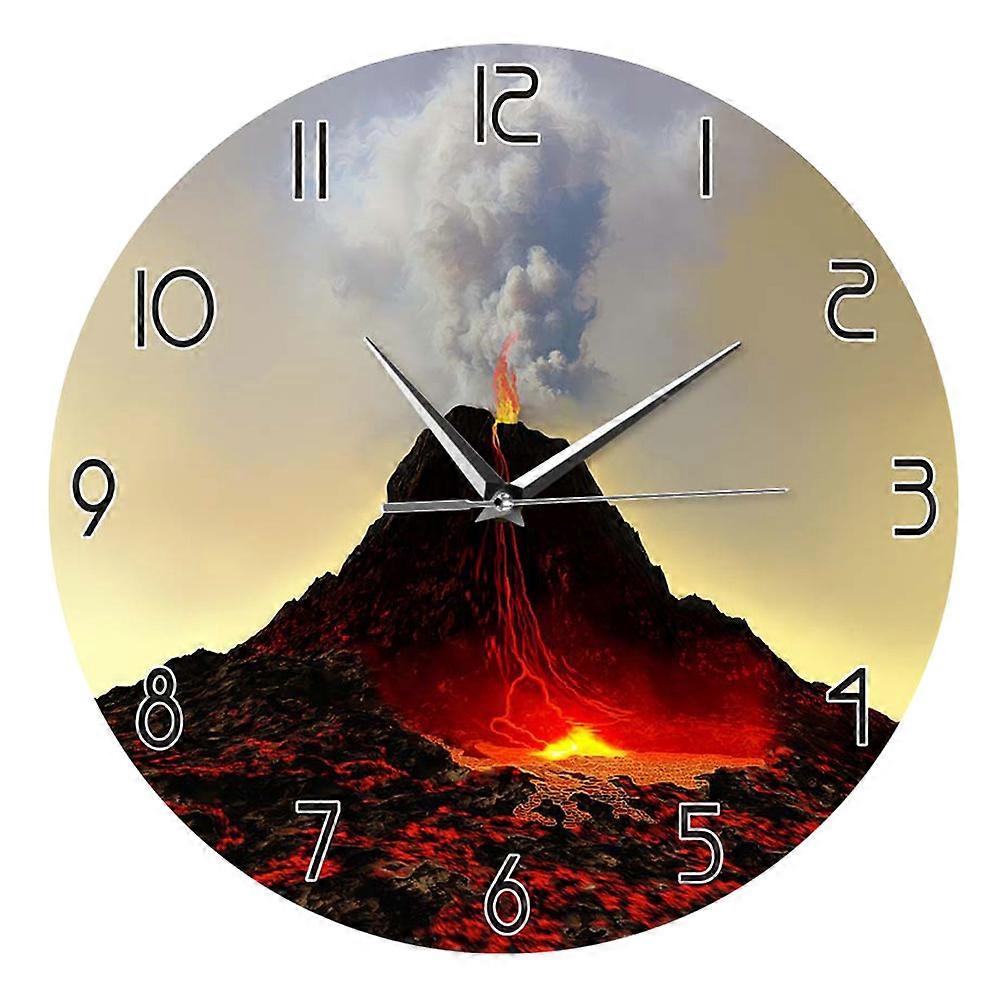Hanging Wall Clock Volcanic Eruption Pattern Battery Operated Clock No Battery