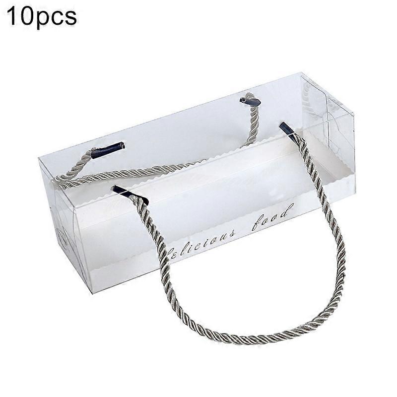 10Pcs Transparent Cake Swiss Roll Boxes PET Packaging Dessert Container Holder