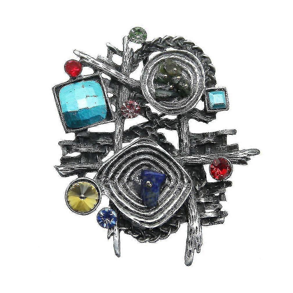 HMWY-レトロコサージュジオメトリガールズブローチハーフジェム象眼細工ブローチピン