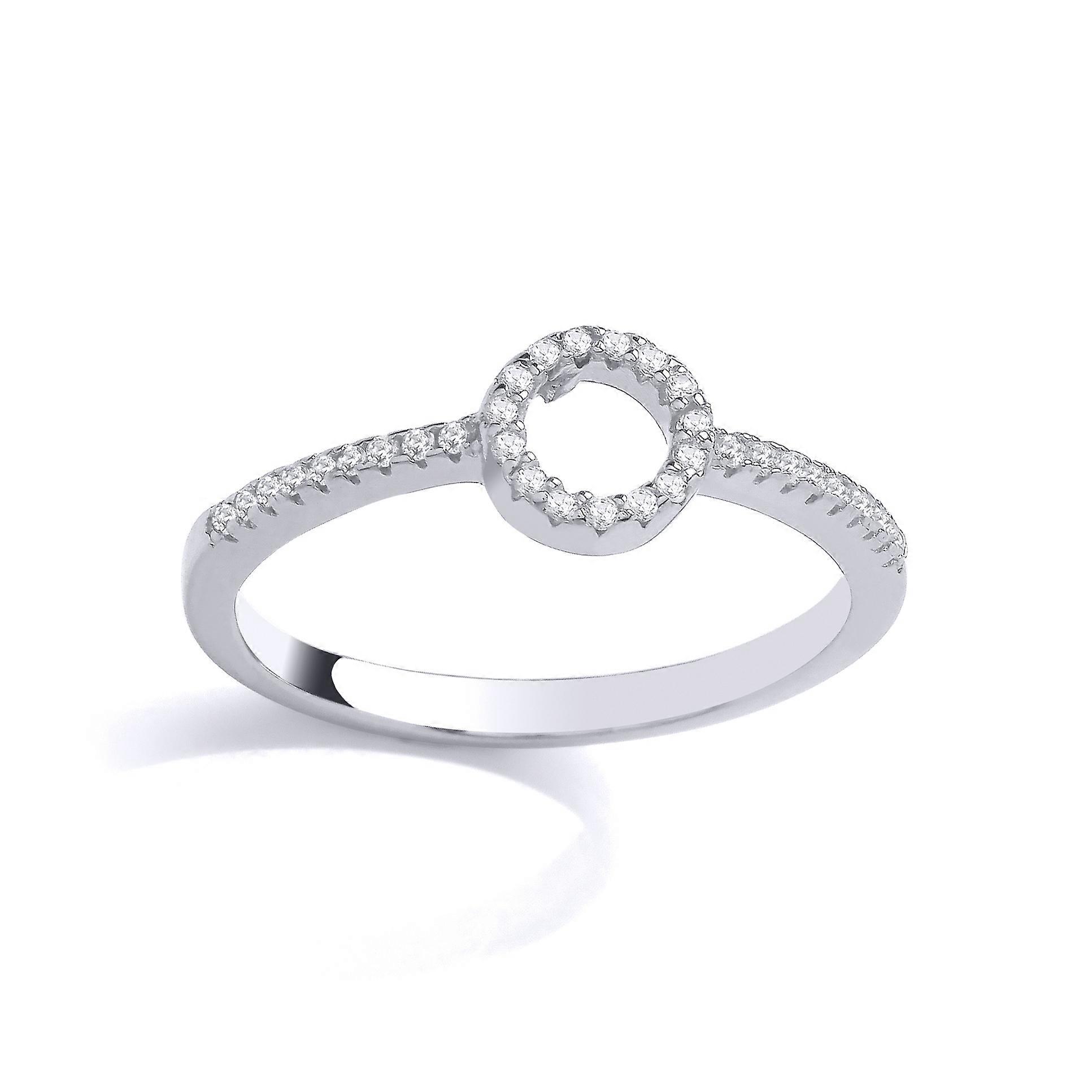 Jewelco London 女士镀铑纯银 CZ 光环圆永恒戒指