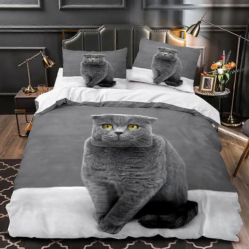 a2862 Lençóis Cubo-Animais Conjunto de Cama Conjunto de Cama para Gatos Aldult Kid Quarto Conjuntos de Capa de Edredão Conjunto de Cama de 33 Peças (1 Capa de Edredom + 2 Fronhas) Cama