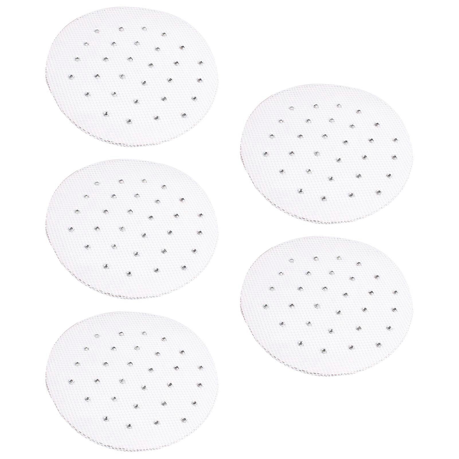 5Pcs Hair Net Rhinestone Decor Invisible Elastic Edge Hollow See-through Hair Fixing Anti-slip Ballet Dance Meatball Hair Mesh Styling Tool