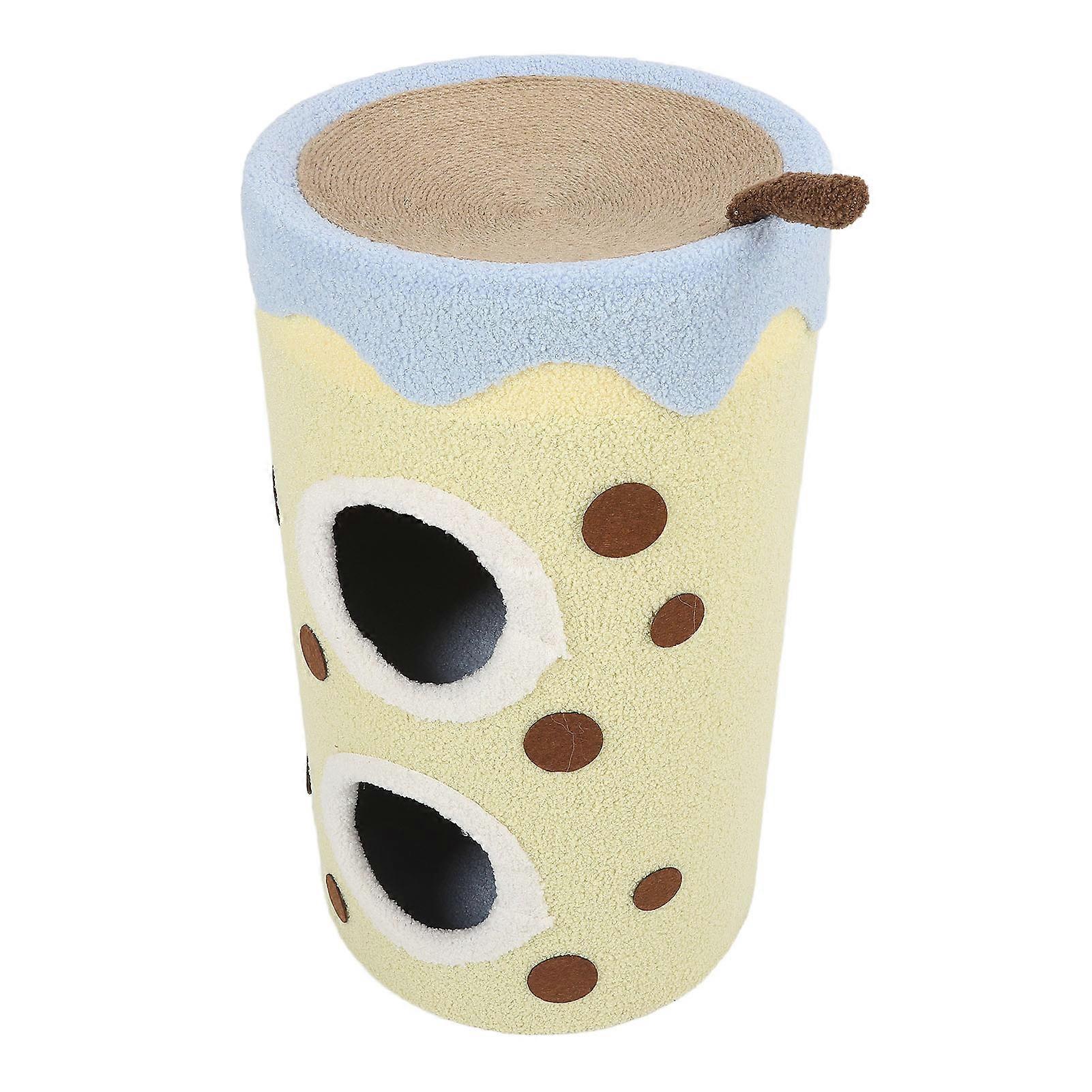 Cat House with Sisal Scratch Pad Barrel Shaped Pet House Cat Hideout Condos Covered Cat Cave for Indoor Double Layer 70x40cm